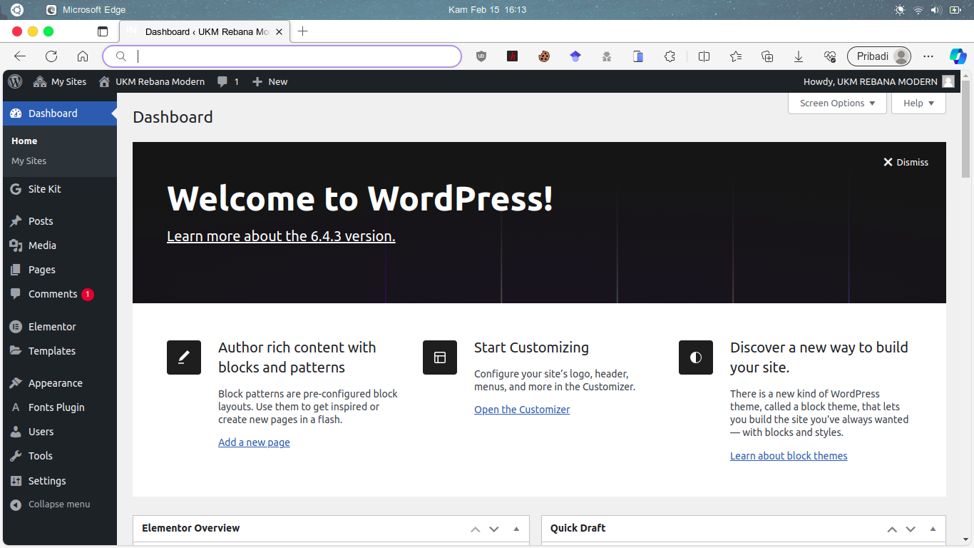 Tampilan Halaman Admin